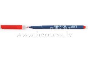 Mar�ieris permanents, 0,7mm, konisks, CD/DVD, sarkans, KOH-I-NOOR 4001